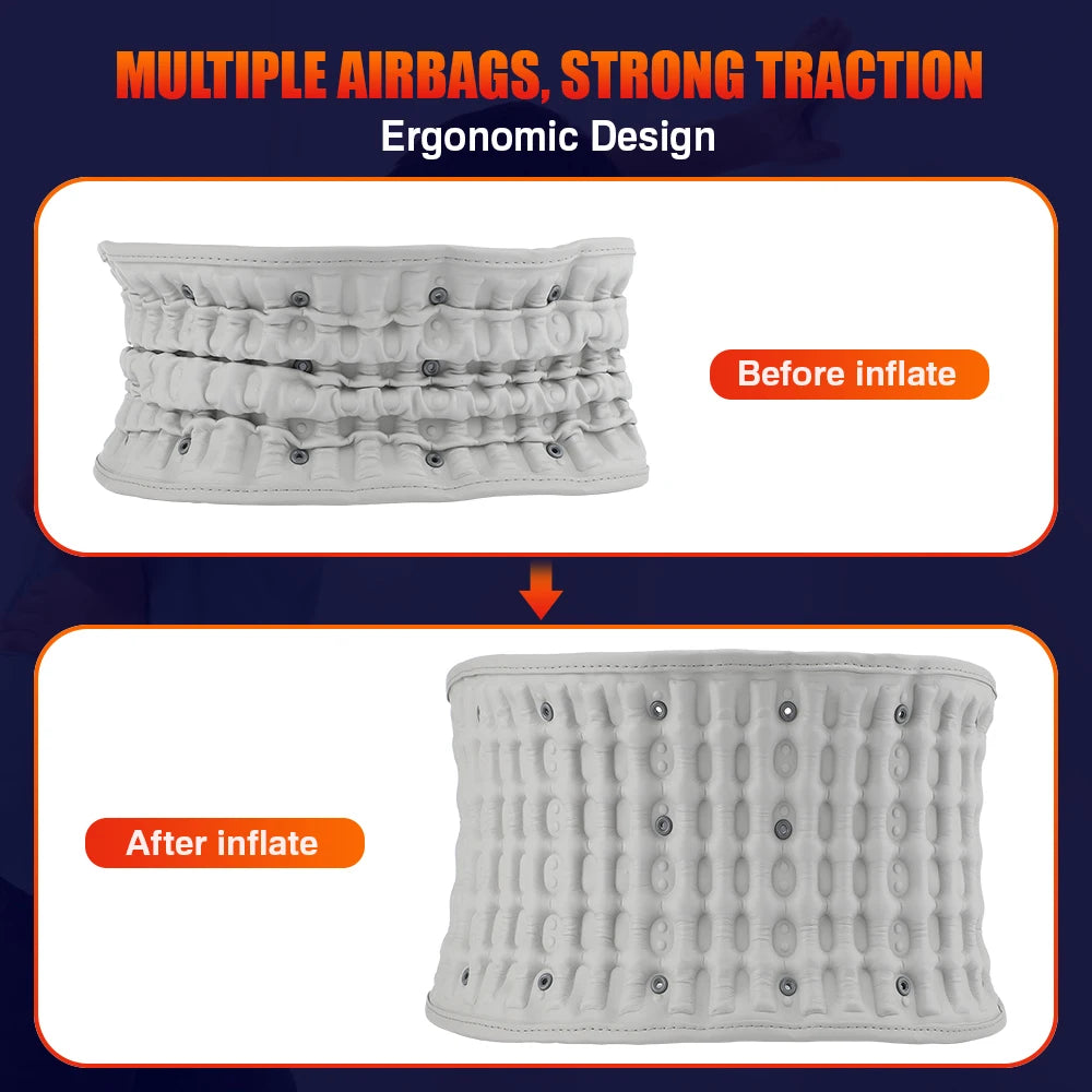 UK Inflatable Waist Brace Waist Fixed Belt Red Light Heating Vibration Massage Belt for Male and Female Air Traction Device