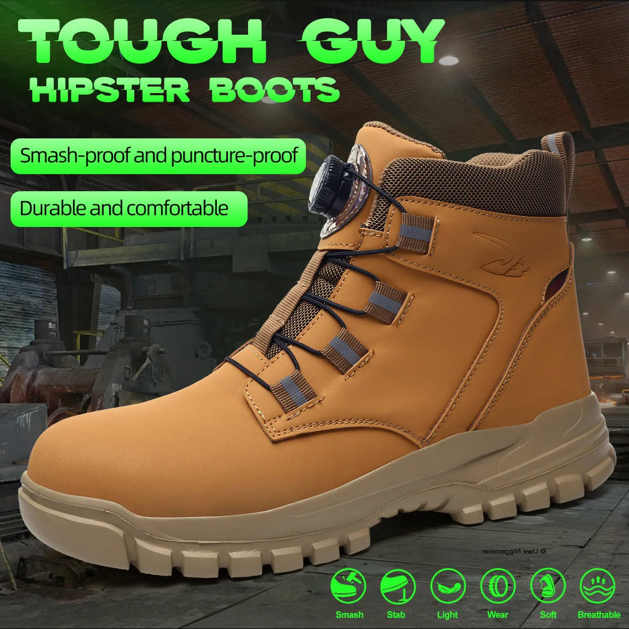Waterproof Safety Boots Men Indestructible Steel Toe Work Boots Anti-smash Stab-resistant Safety Shoes Biker