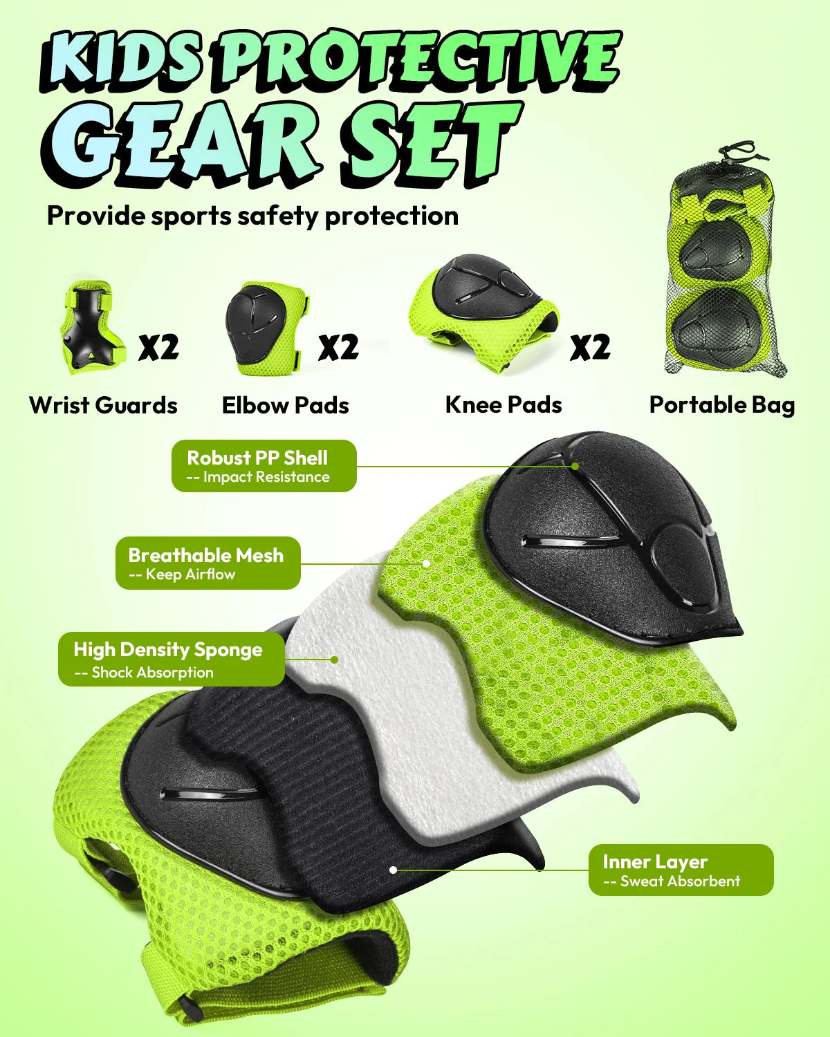 VICTGOAL Kids Bike Helmets Bicycle Bell Children Knee Elbow Pads Wirst Guards Cycling Protective Gear for Balance Bike Skating Scooter