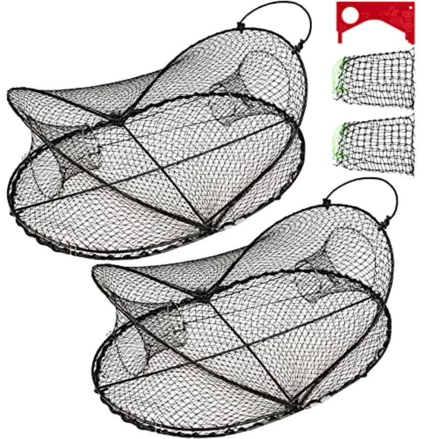 2PCS Crawfish Trap Crab Traps for Blue Crabs Crayfish Crawdad Trap Two 3.7" Entry Holes Minnow Bait Trap Fish Nets Crab Pots fo