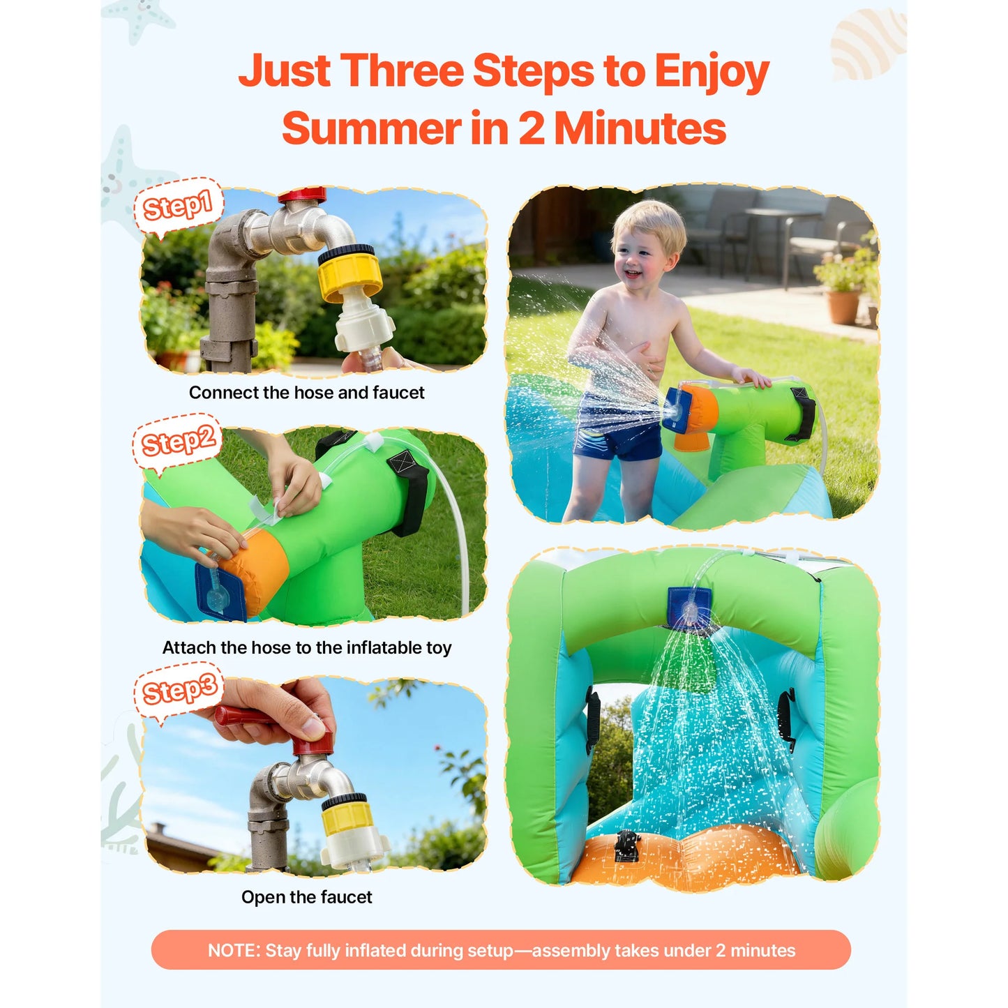 SucceBuy Inflatable Bounce House 11.3 x 12.3 x 7.0 ft Inflatable Bounce House Water Slide Bouncer Castle with Castle Bounces