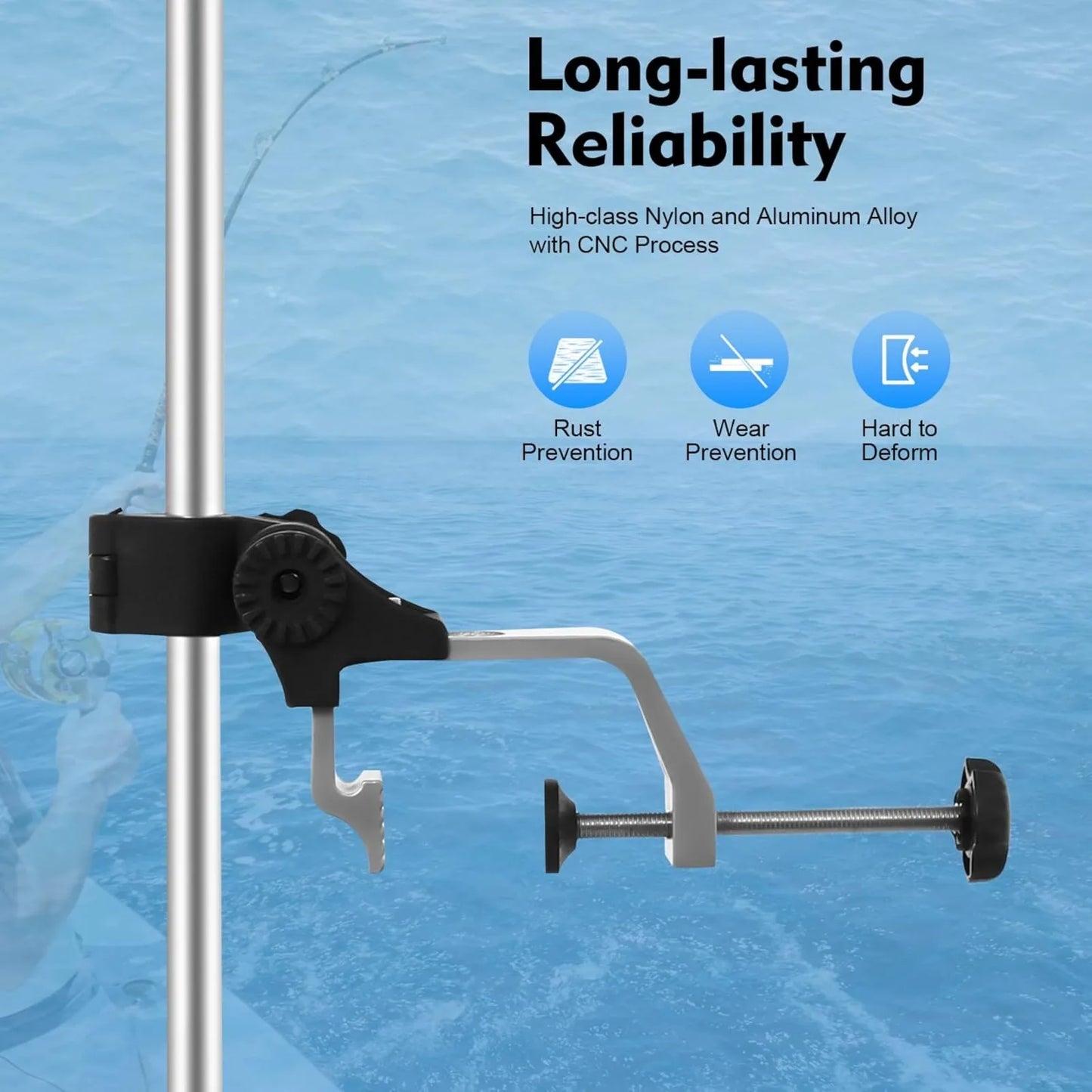 Portable 360° Adjustable Transducer Mount Bracket, Universal Fish Finder Holder for Boat, Canoe & Kayak, 31.5" Height