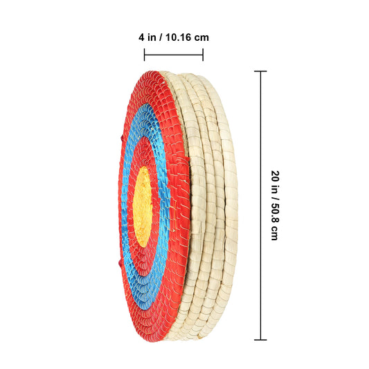 SucceBuy  20in Traditional Solid Straw Round Archery Target Shooting Bow Coloured Rope Target 3/5 Layer for Shooting Practice