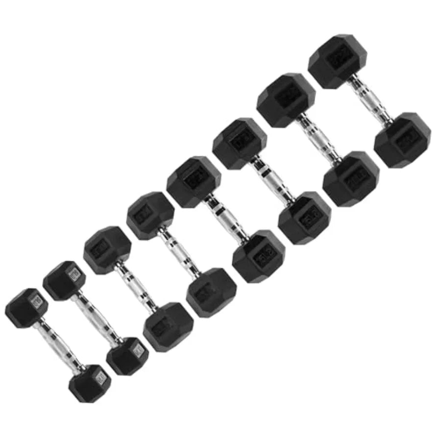 Rubber Coated Hex Dumbbells, 5/10/15/20 LBS Pair Set