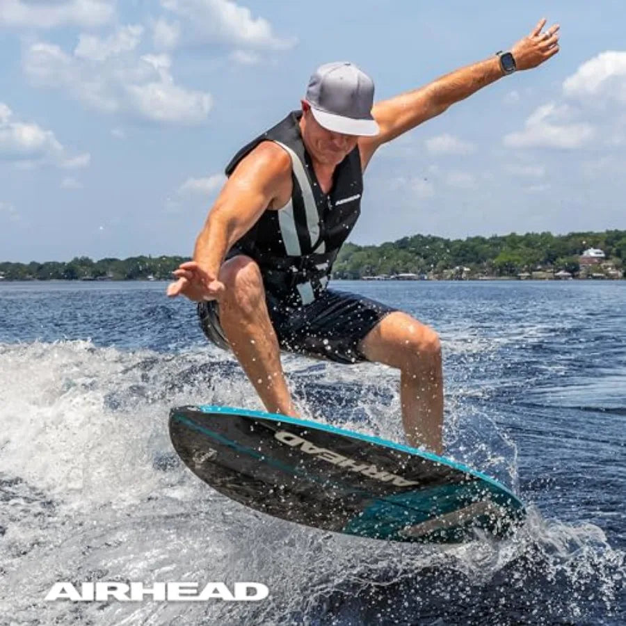Wakesurf Boards EVA Traction Pads with Adjustable Foot Straps for All Skill Levels Black Durable Non-Slip Surface Multiple Size
