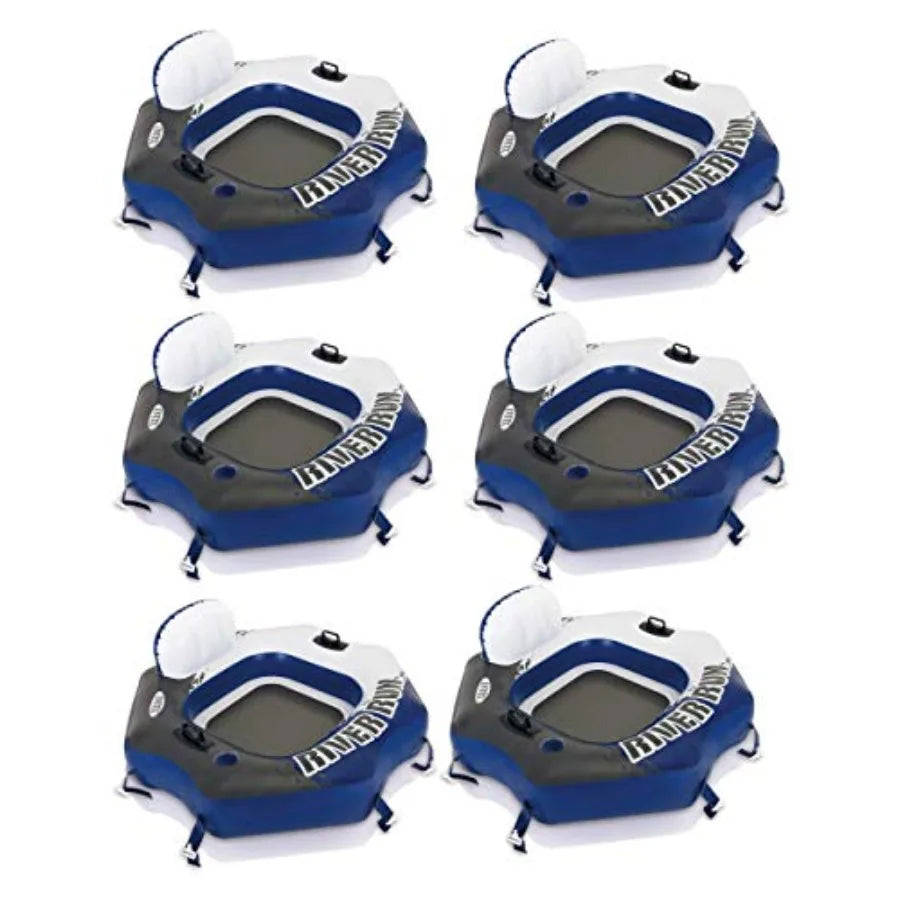 River Run 1 Person Inflatable Tube Raft Float for Lake Pool River 6 Pack Blue Durable UV Resistant Lightweight Portable
