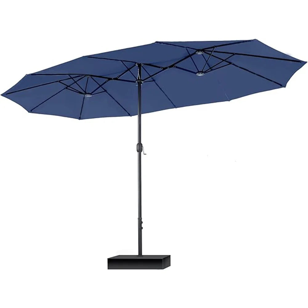13ft Outdoor Market Umbrella Double-Sided Twin Large Patio Umbrella 99% UV Protection Fade Resistant With Crank Handle