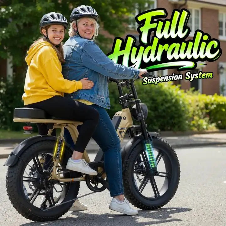 TST R00C 1500W Electric Bike, 48V 15Ah, 28 MPH, 60 Miles Range, 20" Fat Tires, Rear Seat