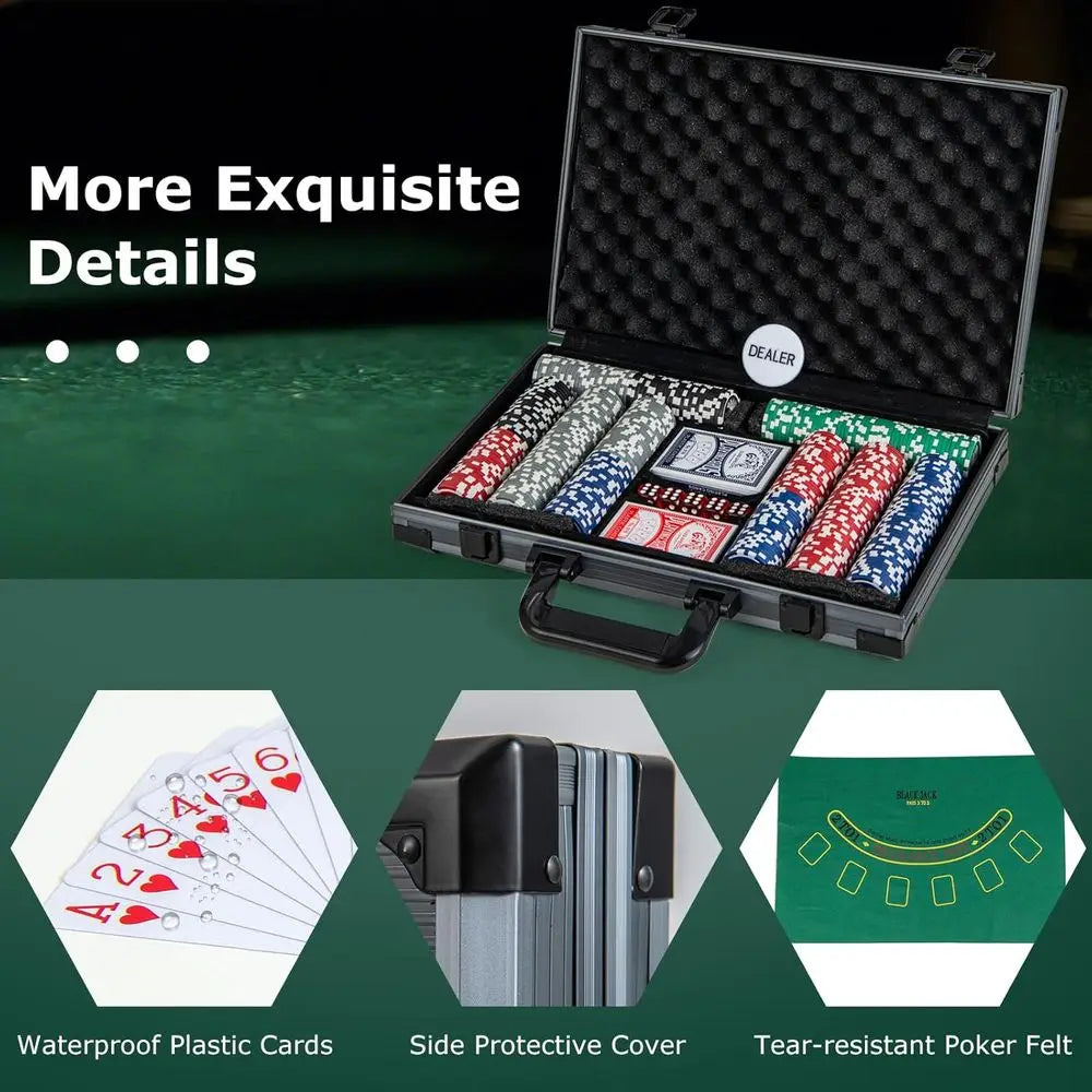 400-Piece Poker Chips Set with 2 Decks, Dealer Button, and Carrying Case for Texas Hold'em, Casino, and Family Game Nights