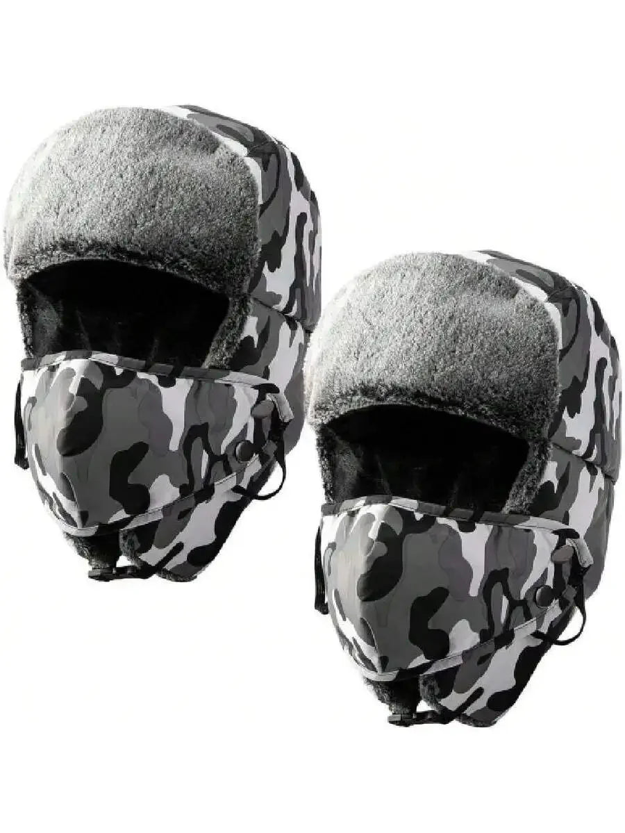 Winter Camouflage Balaclava Face Mask With Earmuffs For Men Women
