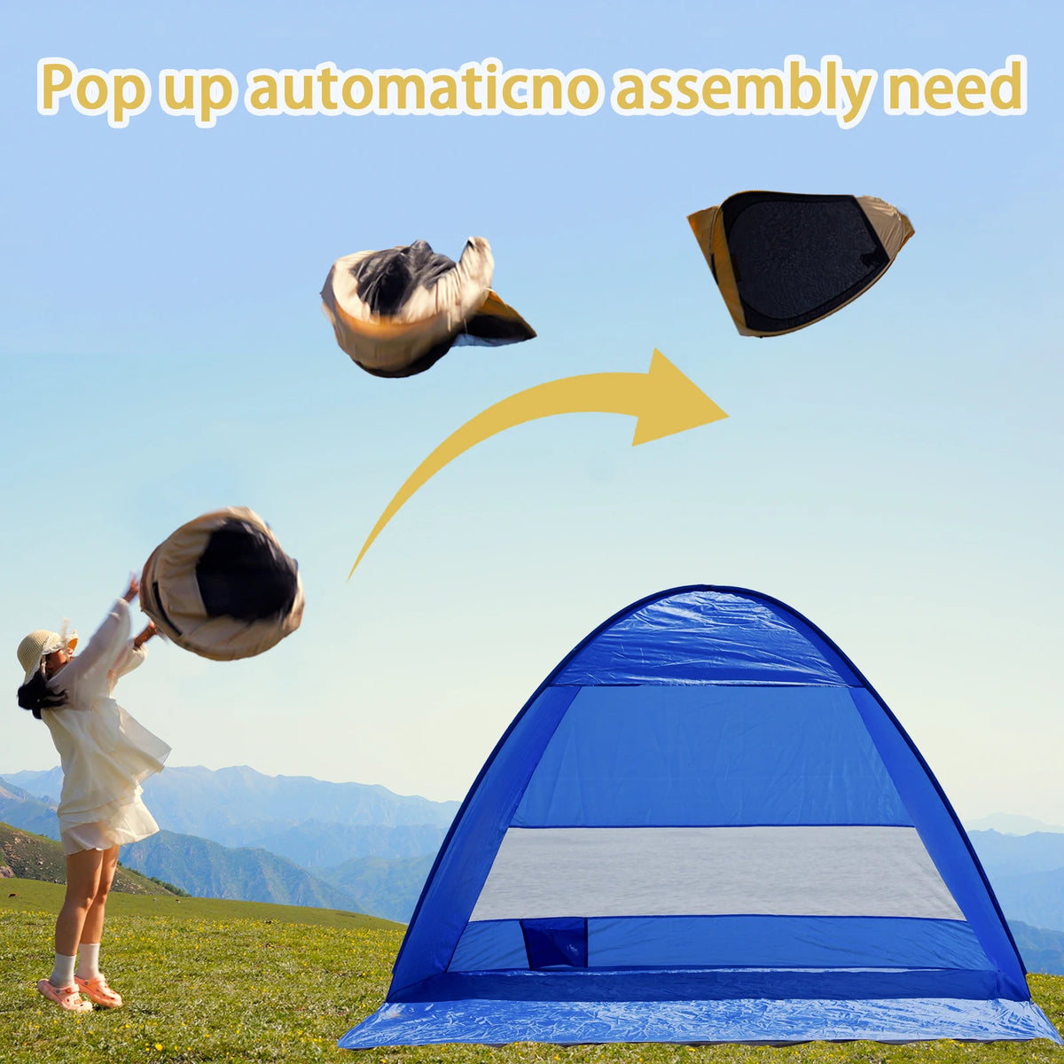 Beach Camping Tent Auto Open - UPF 50+ Sun Protection, Ultra-Light Portable Sun Shelter & Changing Room for Seaside