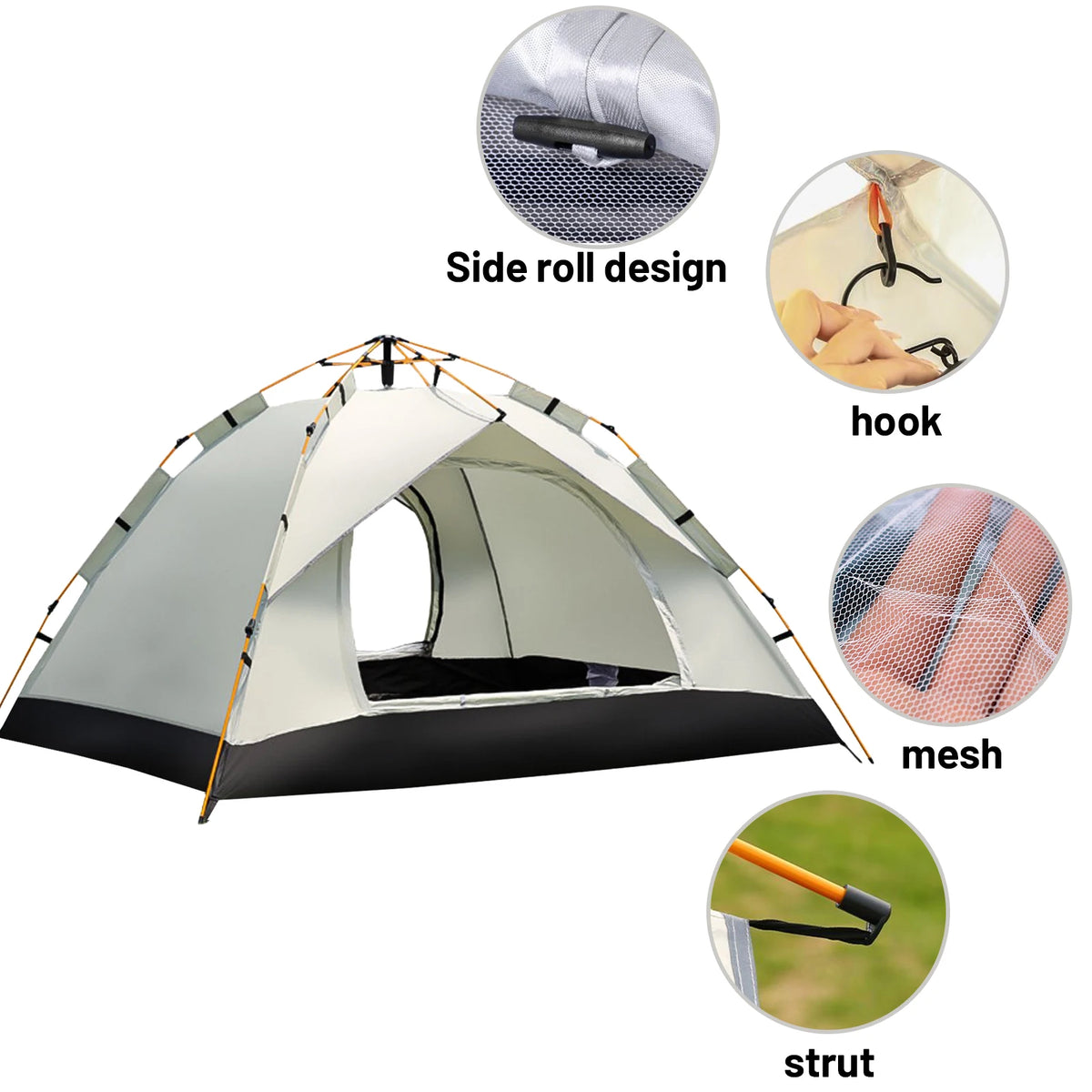 Large Auto-Pop Silver Shelter - Portable Instant Sun & Rain Tent for 3-4 People, Perfect for Beach, Camping & Travel