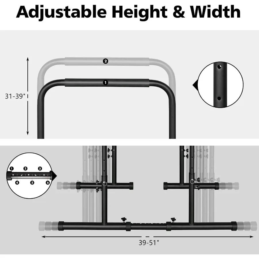 Adjustable Height Parallel Push Up Stand, Parallel Bar Station for Strength Training, Heavy Duty Steel Dip Stand Station, Home