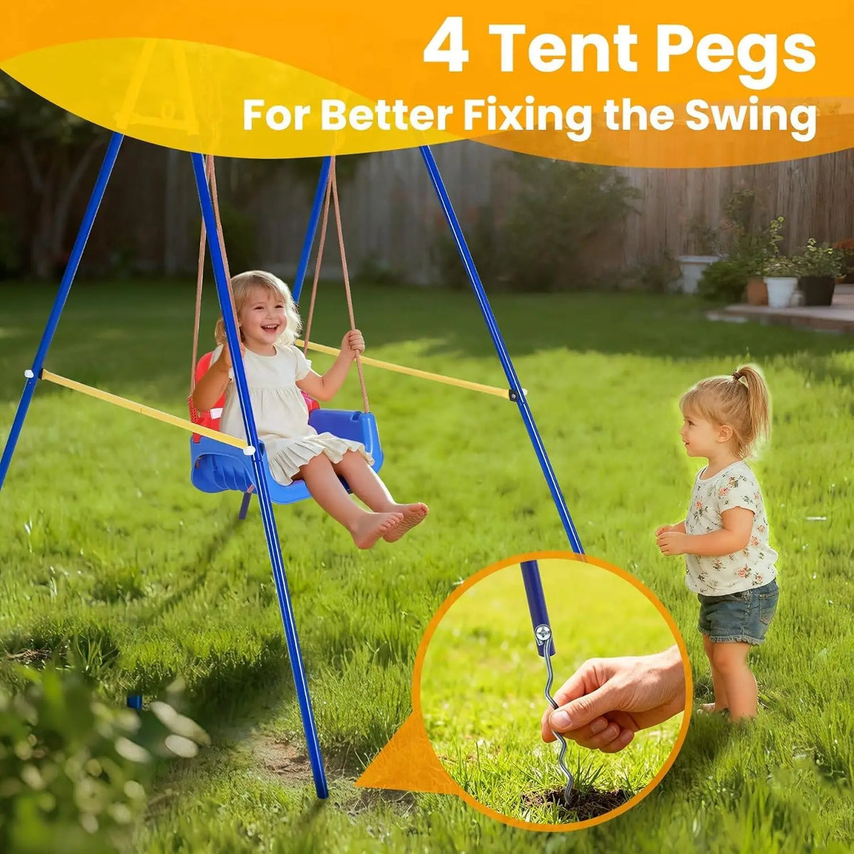 4-in-1 Foldable Toddler Swing Set – Durable Playground Equipment for Backyard or Home, with Basketball Hoop, Portable Outdoor Play Center for Ages 6–36 Months+