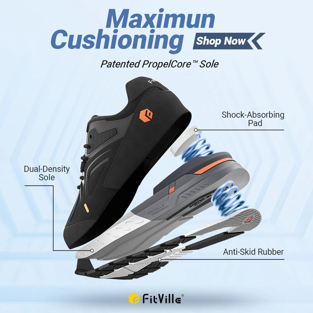 Fittington Walking Shoes For Men Extra Wide Man Shoes Large Size Non-slip Sport Sneakers For Flat Feet Heel Pain Relief