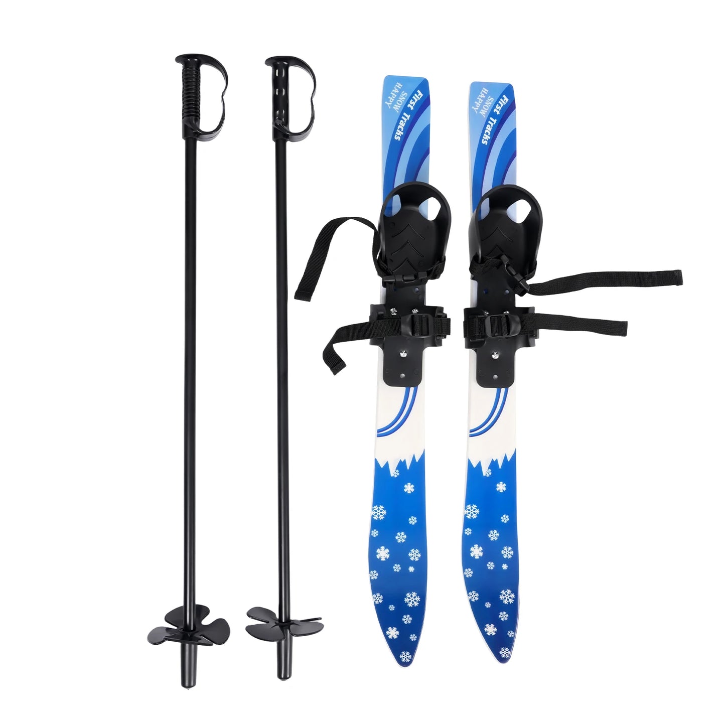 Kids Ski Set 2-8 Years Old Non-Slip Two-Way Bindings Beginner Ski Boards with Ski Poles for Outdoor Snow Grass Sand Skiing