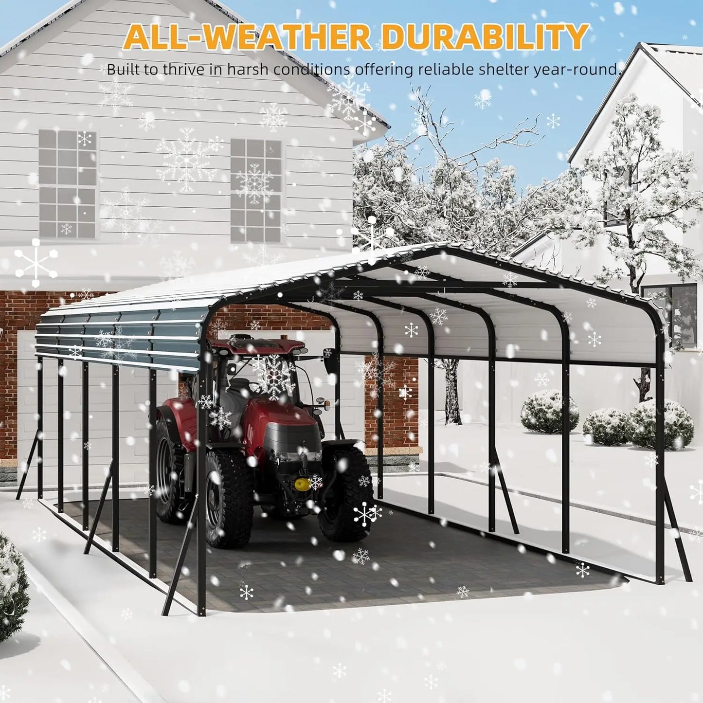 12' x 24' Heavy Duty Metal Carport with Galvanized Steel Roof, Metal Roof Carport with Enhanced Base, Tall Metal, Customized