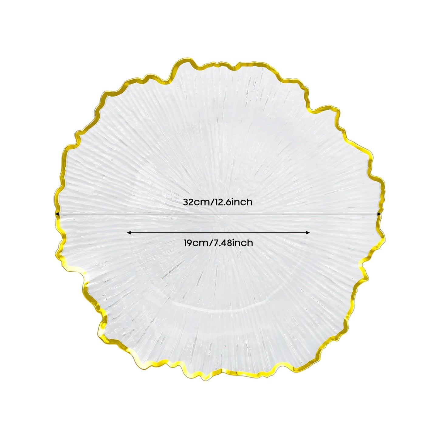 25 Pcs Clear Charger Plates, 13" Plastic Round Reef Textured Rim Charger Plates for Dinner, Wedding, Party, Event Dec