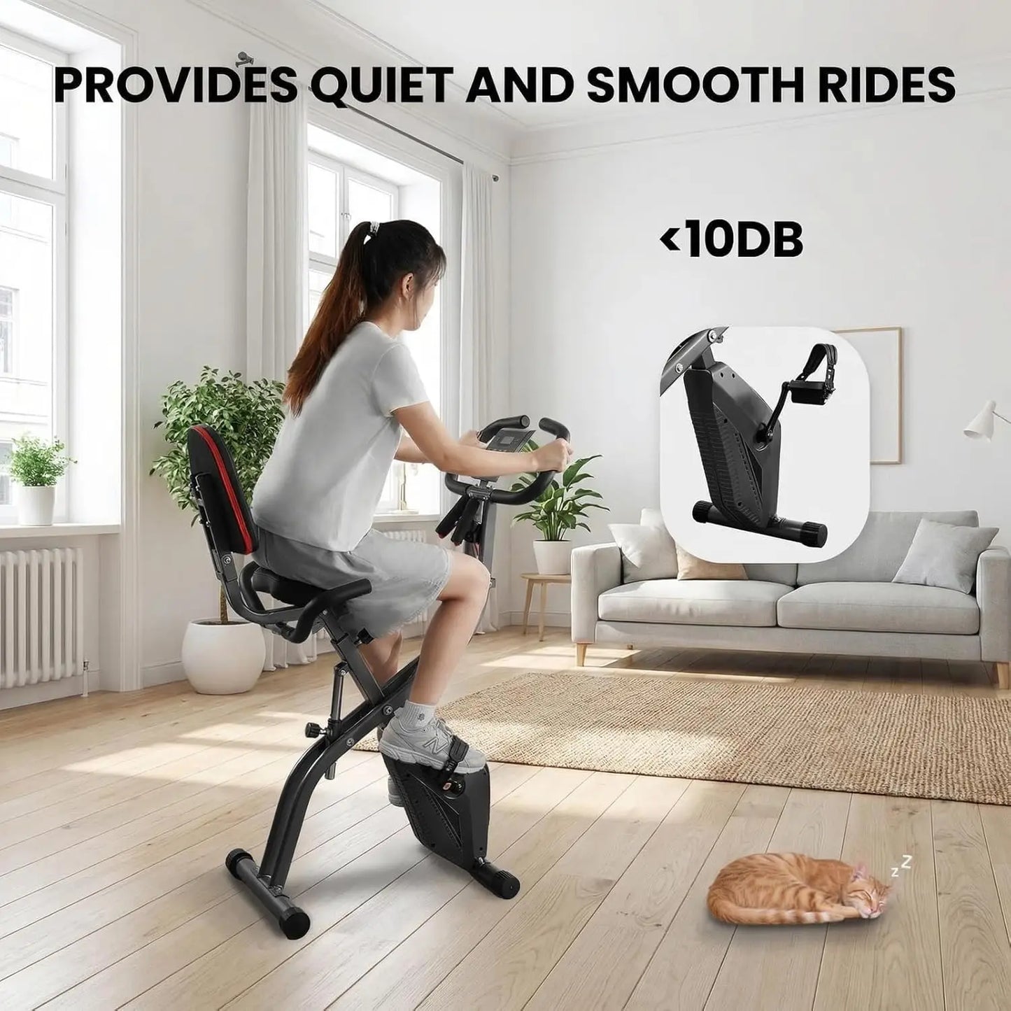 4-in-1 Foldable Exercise Bike with Magnetic Resistance, LCD Monitor, and Arm Bands for Home Workouts