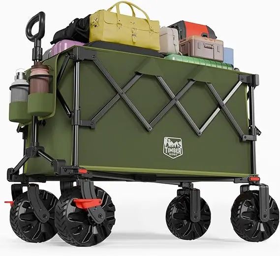 Outdoor Folding Stroller with Brakes and Cup Holders, 500-pound Heavy-duty All-terrain Wheels