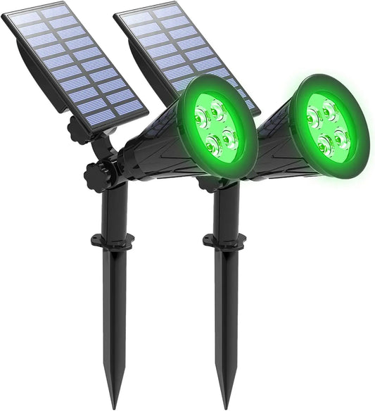 2pcs Green Led Solar Lights Solar Spotlight IP65 Waterproof Solar Wall Light Solar Garden Light Solar Lamp Outdoor