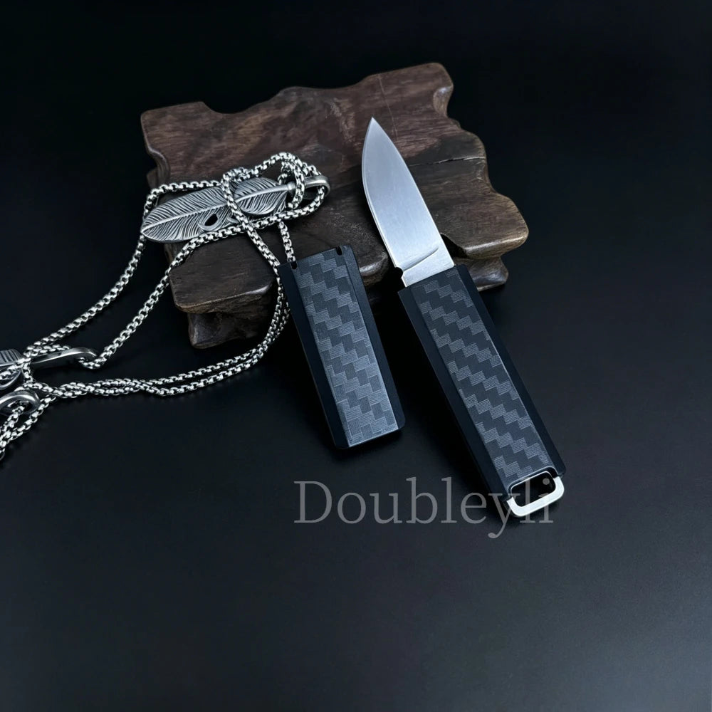 Lightweight Compact 2425 Straight Knife Outdoor Knife EDC Cutting Knife Package Opening Knife Camping Fishing Knife with K Sheath Nylon Fiber Handle