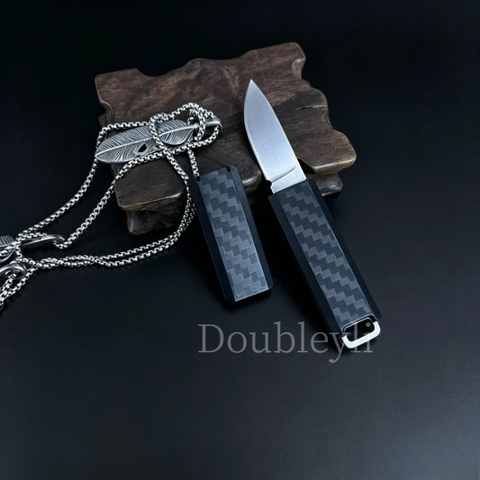 Lightweight Compact 2425 Straight Knife Outdoor Knife EDC Cutting Knife Package Opening Knife Camping Fishing Knife with K Sheath Nylon Fiber Handle