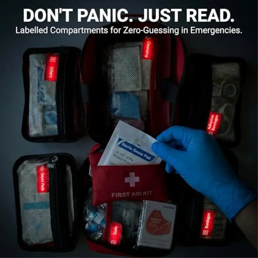 556 Piece Premium Large First Aid Kit, Survival Medical Bag with Labelled Compartments, Workplace ential for Home and Sports, M
