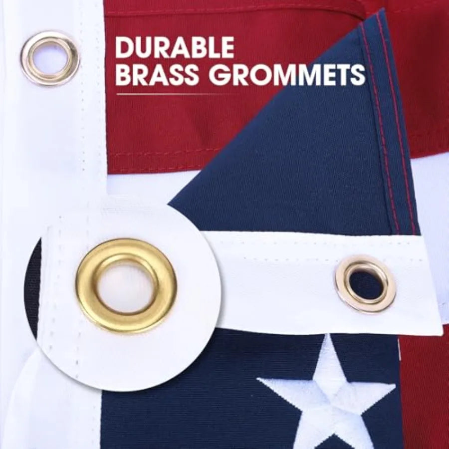 American Flag, Weatherproof Heavy Duty Polyester Canvas Flags Ultra Durable Tear-Resistant, Deluxe Embroidered Stars and Sewn S