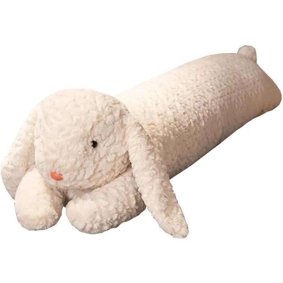Hofun4U Rabbit Plush Pillow Long Body Stuffed Animal White 47 inch Gift for Adults