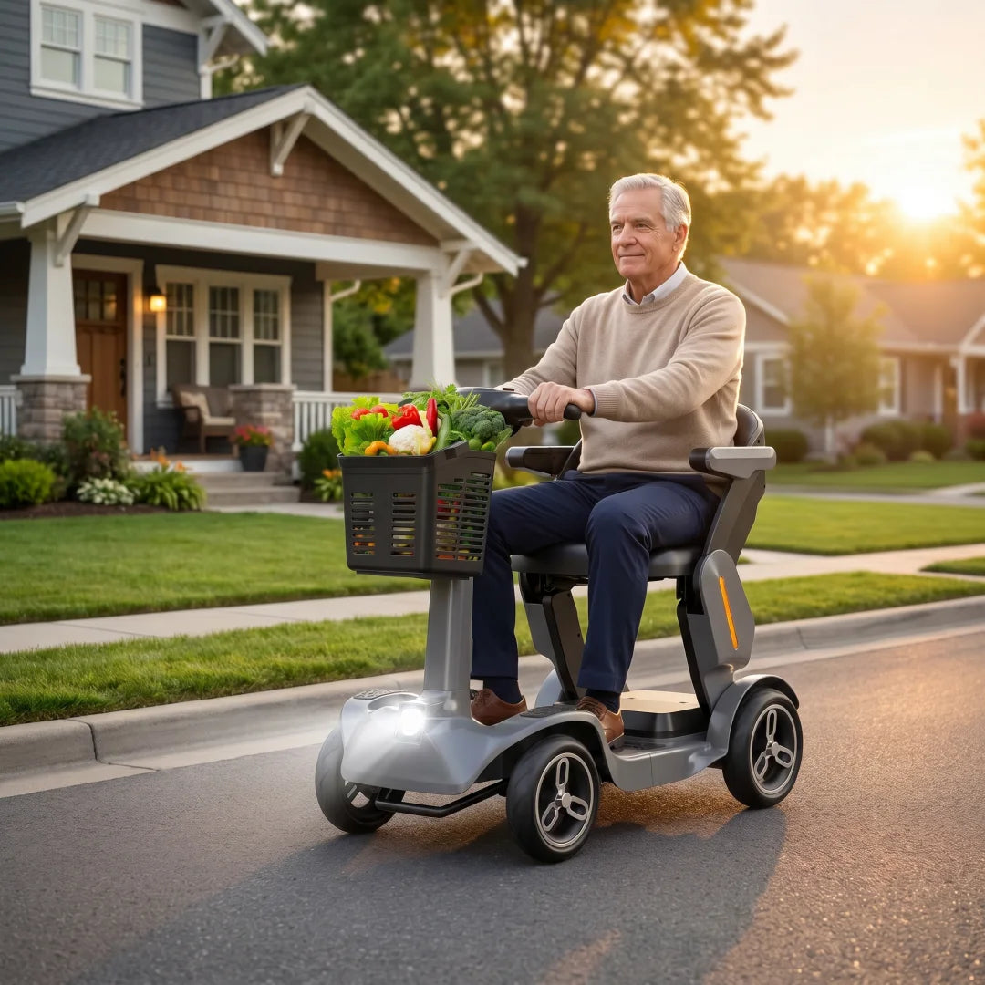 SPD-2 Foldable Mobility Scooter Reliable Daily Travel Companion With Full Smart Safety Protection Great All-terrain Performance And Stable Ride Easy To Fold For Car Transport Humanized Design And Practical Accessories For Ind