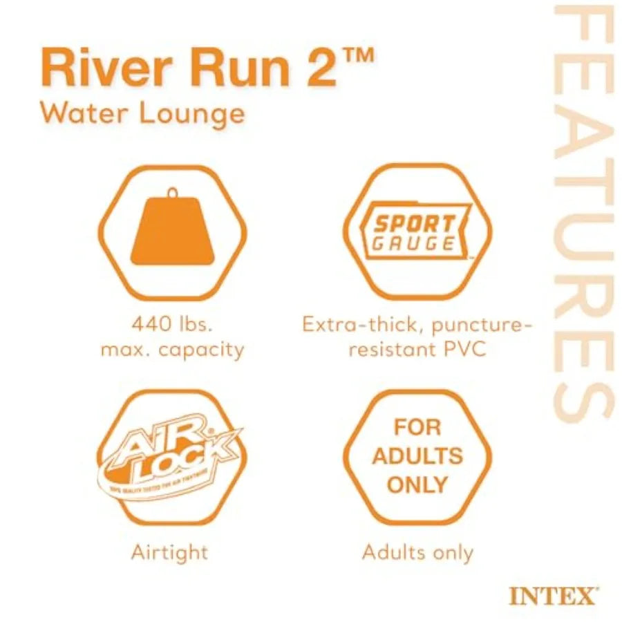 River Run Connect 1 Person Inflatable Water Raft 2 Pack Bundled with River Run II 2 Person Inflatable Floating Lounge with Cool