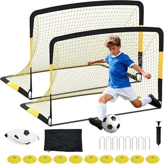 6x3x4FT Portable Steel Soccer Goal Heavy Duty Net, Durable PE Netting, Sturdy Metal Frame for Backyard Training, Youth & Adult