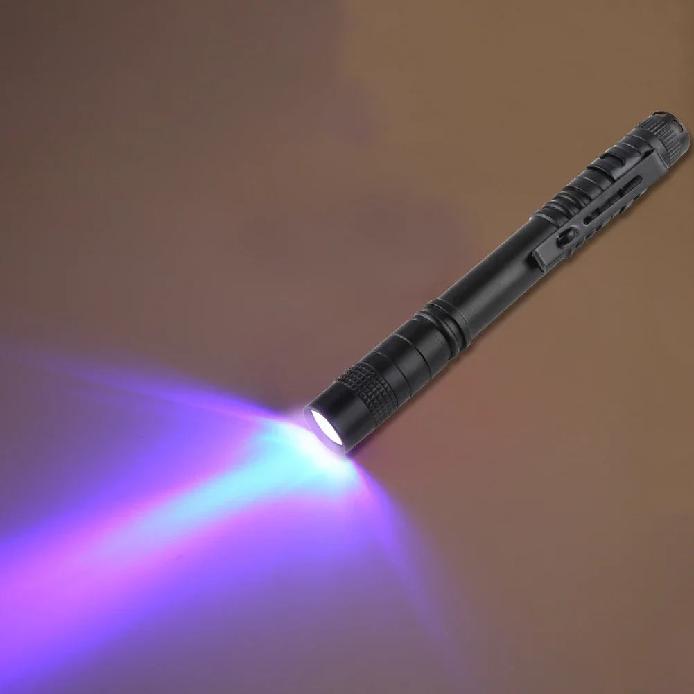 Portable LED Handheld Flashlight IPX4 Waterproof 395nm 3W Mini UV Pen Light Pocket Torch Lamp Banknote Pet Urine Stains Detector