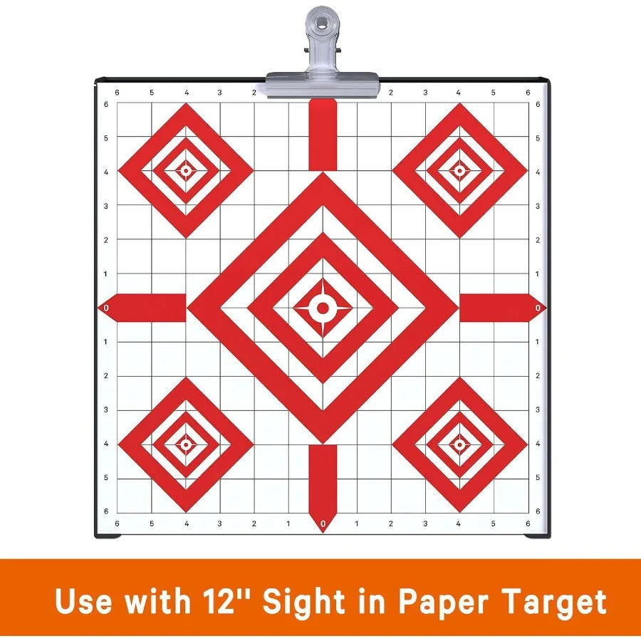 Pellet Gun Target Trap with Center Shot 12pcs Paper Targets and 4 Resetting Metal Shooting Targets for Airgun Rifle Rimfire Ide
