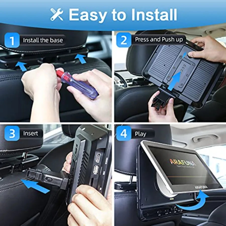 Dual Car DVD Player with Headrest Mount, Two Headrest DVD Player with 2 Headphones, Support 1080P Video, HDMI Input, AV in/Out,