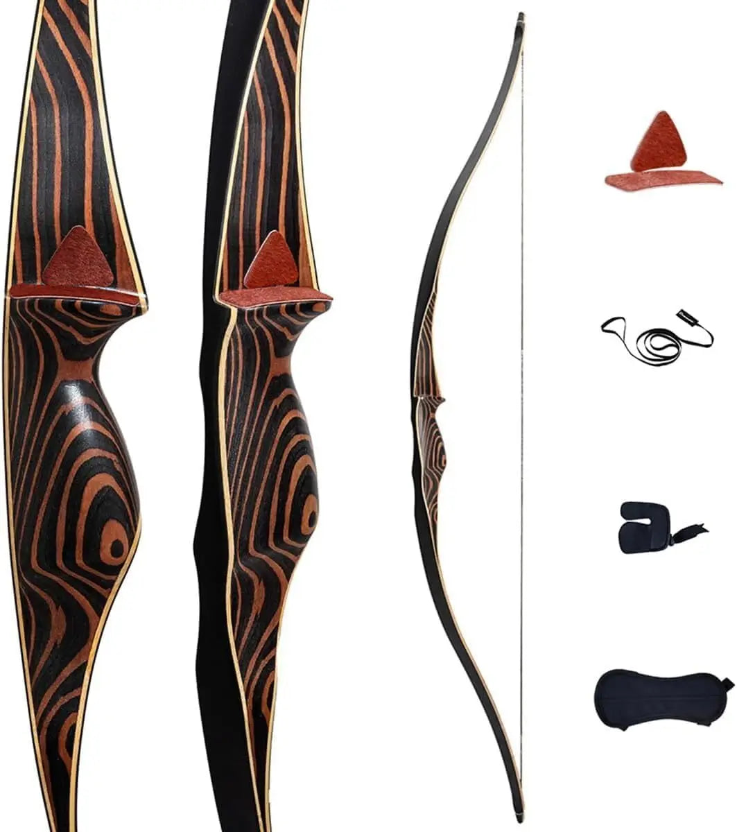54" Traditional Recurve Bow for Hunting & Target Practice, 15-80 lbs Draw Weight, RH/LH, Bamboo Core Limbs