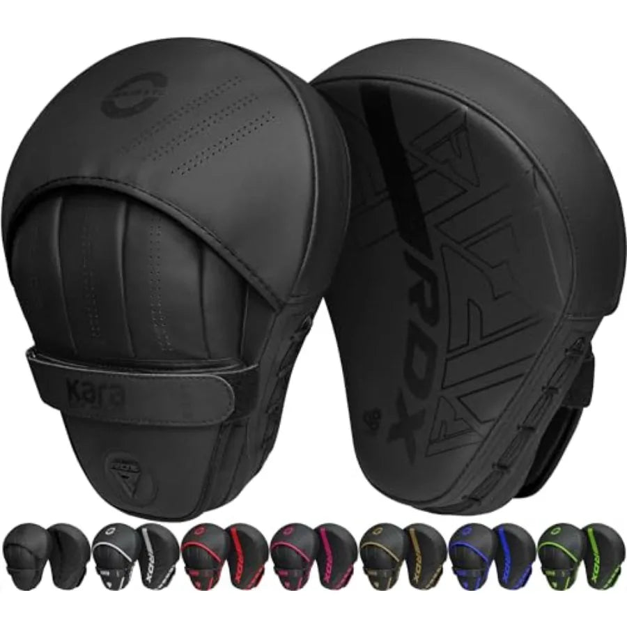 Boxing Pads Curved Focus Mitts, Maya Hide Leather Kara Hook and jab Training Pads, Adjustable Strap Ventilated, MMA Muay Thai K
