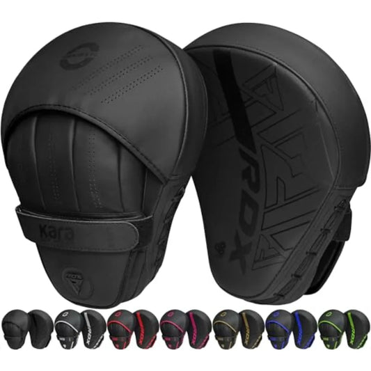 Boxing Pads Curved Focus Mitts, Maya Hide Leather Kara Hook and jab Training Pads, Adjustable Strap Ventilated, MMA Muay Thai K