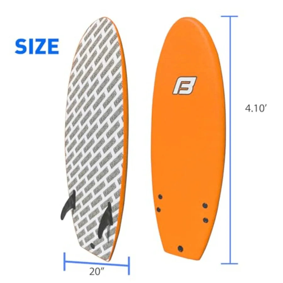 4'10 Funboard Beginner Learning Softboard Surfboard Foam in Blue for Easy Riding and Safe Practice