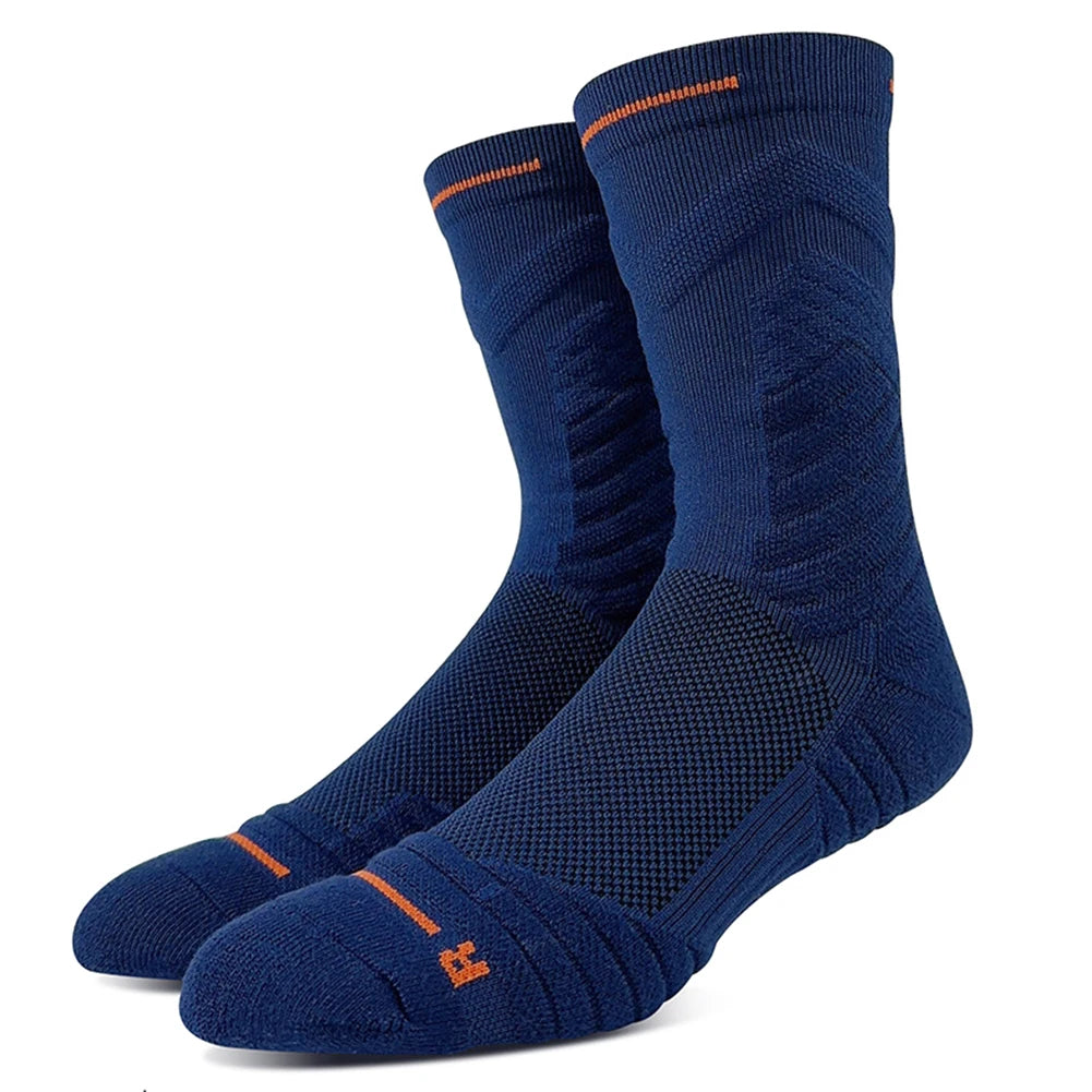 Men Sports Socks Basketball Socks Terry Sole Athletic Running Socks Non Slip Comfy Trekking Socks Breathable for Teen Boys