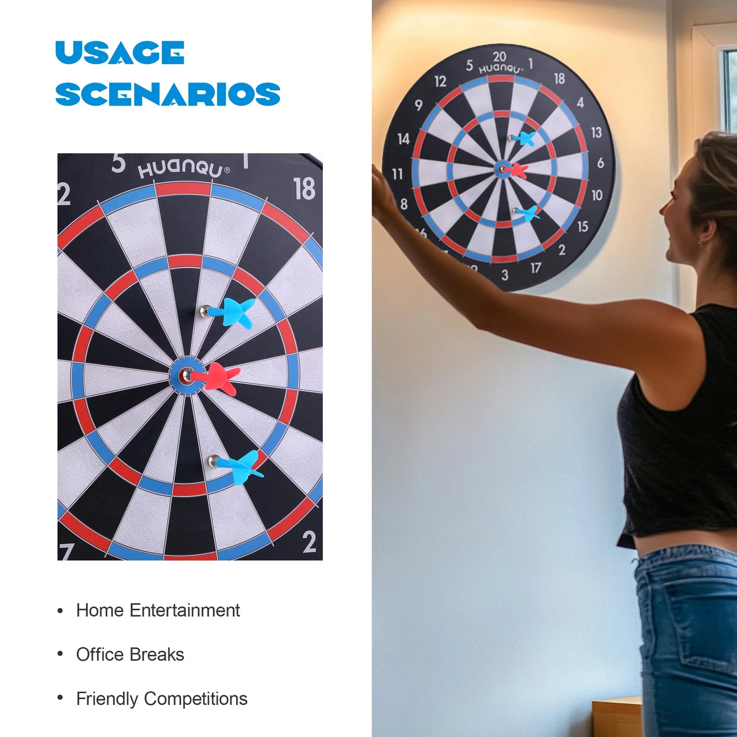 Huanqu 18-Piece Magnetic Dart Set, 6 Colors, Safe Magnetic Darts, Adult Home Magnetic Dart Board Accessories, Indoor Party Office Bar Games