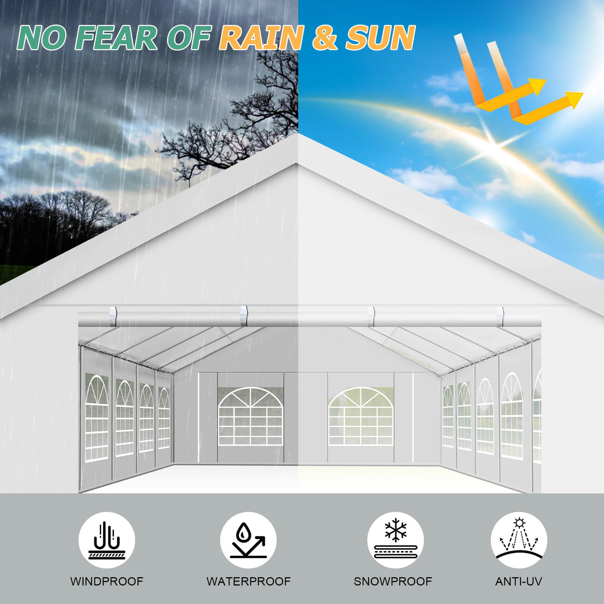 20×40FT Party Tent Heavy Duty, Wedding Tent, Event Tent for Parties, with 8 Removable Sidewalls,20×40FT Tent Carpas para Fiestas