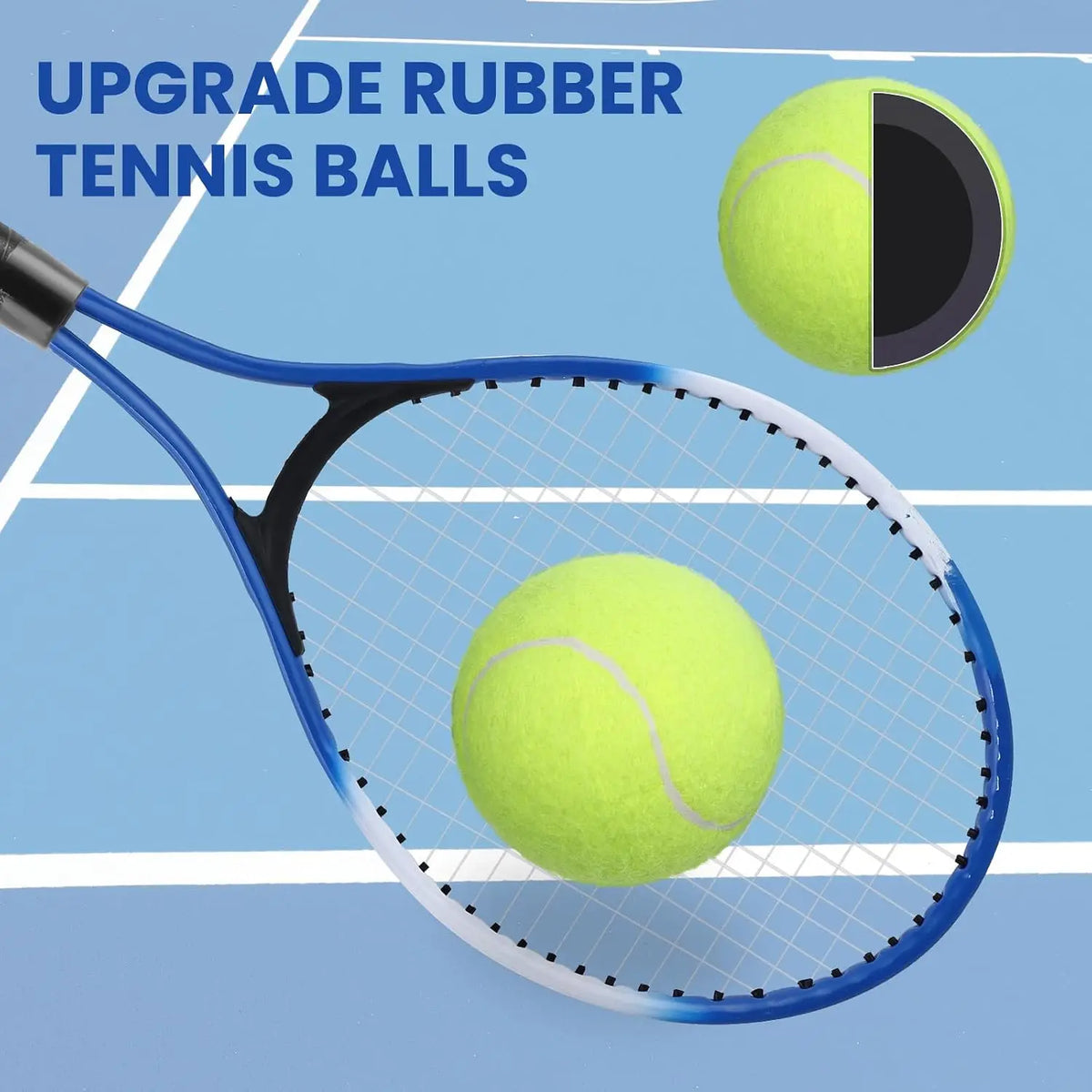 7-in-1 Kids Tennis Racket Set - 2 Lightweight 19" Rackets, Trainer, Rebound Balls & Bag for Beginners