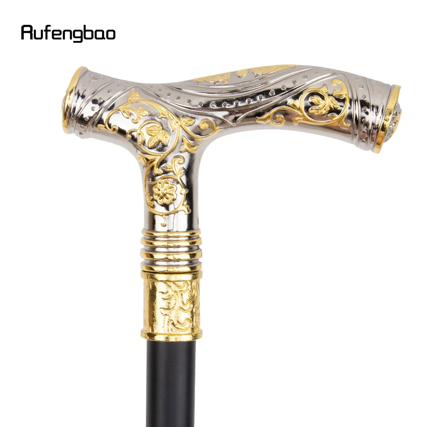 Golden White Eagle Head Flower Totem Relief Walking Cane Fashion Walking Stick Gentleman Crosier Knob Walking Stick 93cm