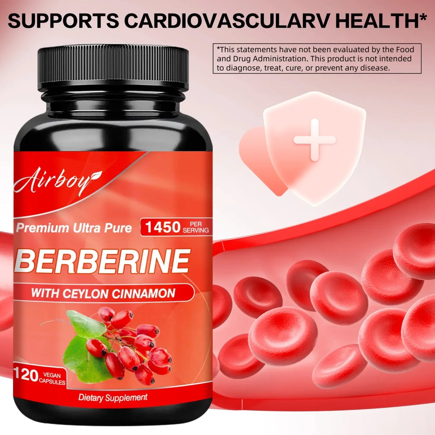 Berberine Capsules - Supports Digestive Comfort and Overall Health, and Enhances Immune Function - 120 Capsules