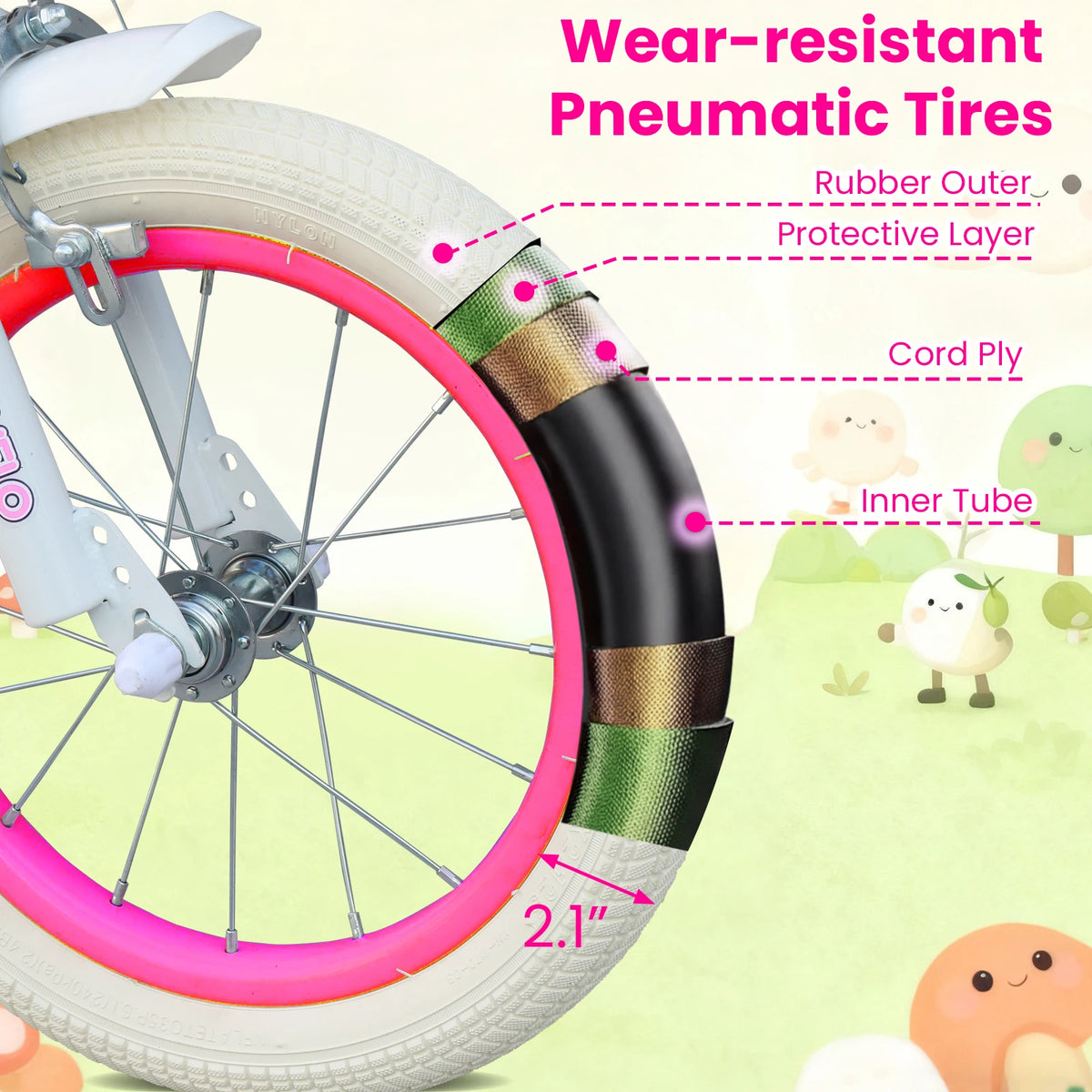 Kids Bike for Girls Ages 2-7 Years Old, 12 14 16 Inch Kids Bicycle with Training Wheels, Doll Seat, Streamers and Basket, Toddler Girl Bicycle with Coaster Brake and C-Brake, Birthday Gift