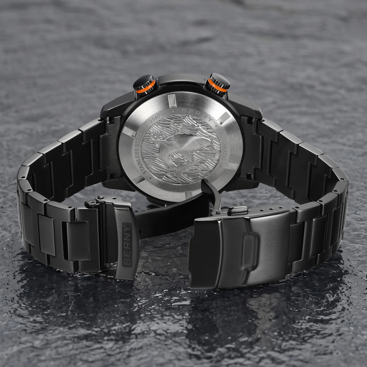 BERNY Automatic Diving Watches for Men 20ATM Super Luminous Mechanical Men's Diver Watch Full S/S Sapphire Swim Dive Wristwatch