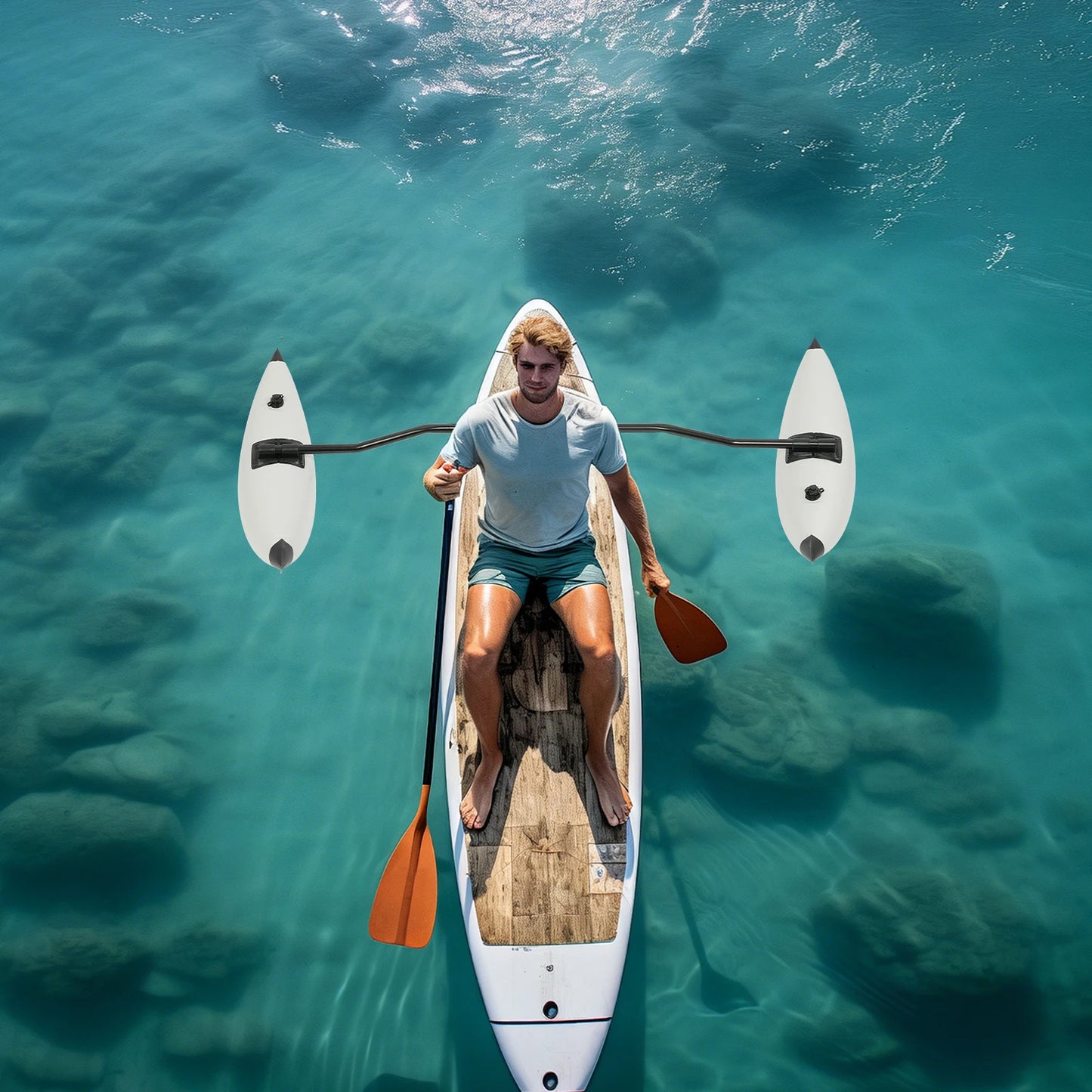Inflatable Kayak Outrigger Stabilizer Floats Kayak Canoe Buoyancy Floats PVC Float Cylinder with Adjustable Aluminum Alloy Rods Dual Valve Float Stabilizer System for Fishing Kayak Canoe Paddling Boat Balance