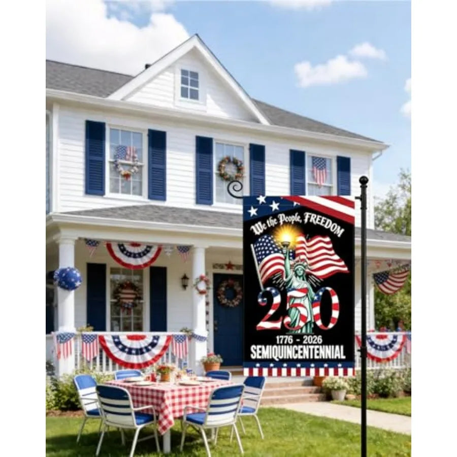 250 Years America Garden Flag, 250th Anniversary USA Patriotic 4th of July Double-Sided Waterproof Banner with Freedom Yard Sig